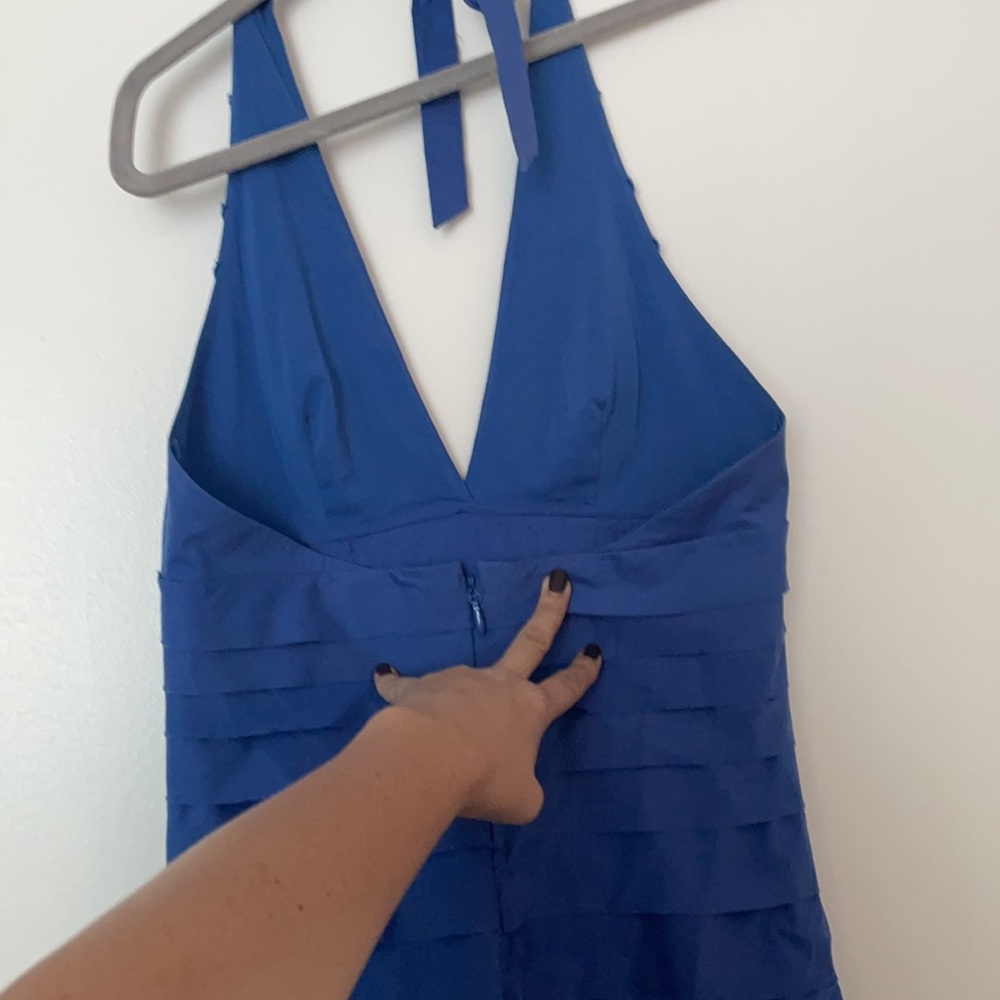 BCBG BLUE RUFFLE DRESS - Picture 3 of 4